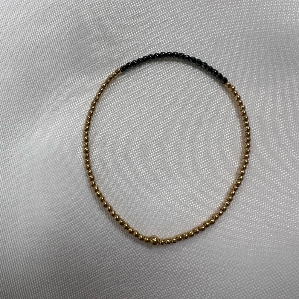E newton bracelet. Gold bliss 2mm bead bracelet faceted hematite